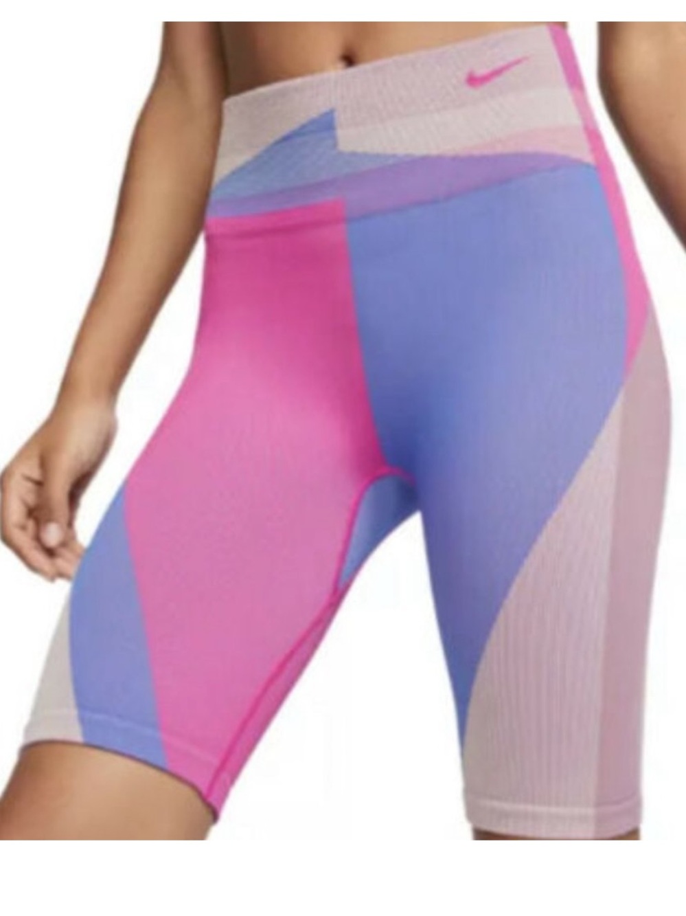 Nike Icon Clash Pink & Blue Seamless Bike Shorts Women’s Size M
